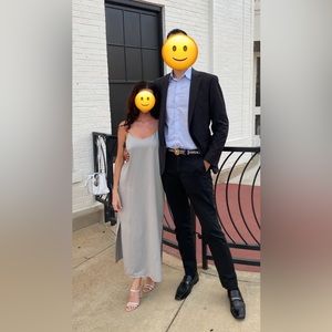 Silence + Noise metallic satin lace up tie back dress